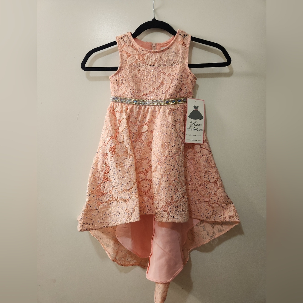 NWT Rare Editions Peach Pink Girls Formal Dress